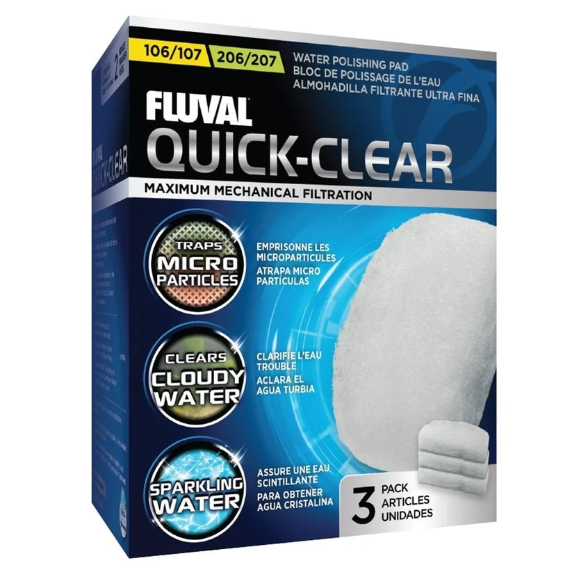 Fluval Quick-Clear Water Polishing Pads for 106/107/206/207 (3 Pack)