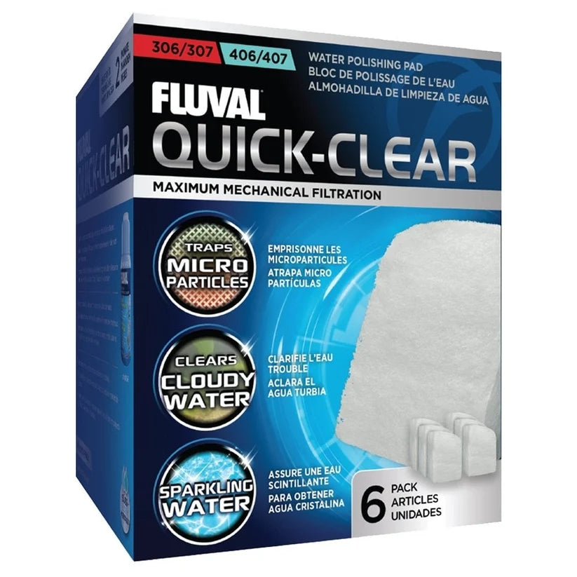 Fluval Quick-Clear Water Polishing Pads for 306/307/406/407 (6 Pack)