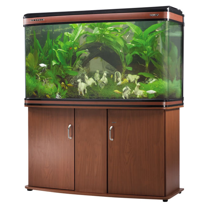 BOYU Aquarium Fish Tank Bow Front & Cabinet 85cm 235L Cherry