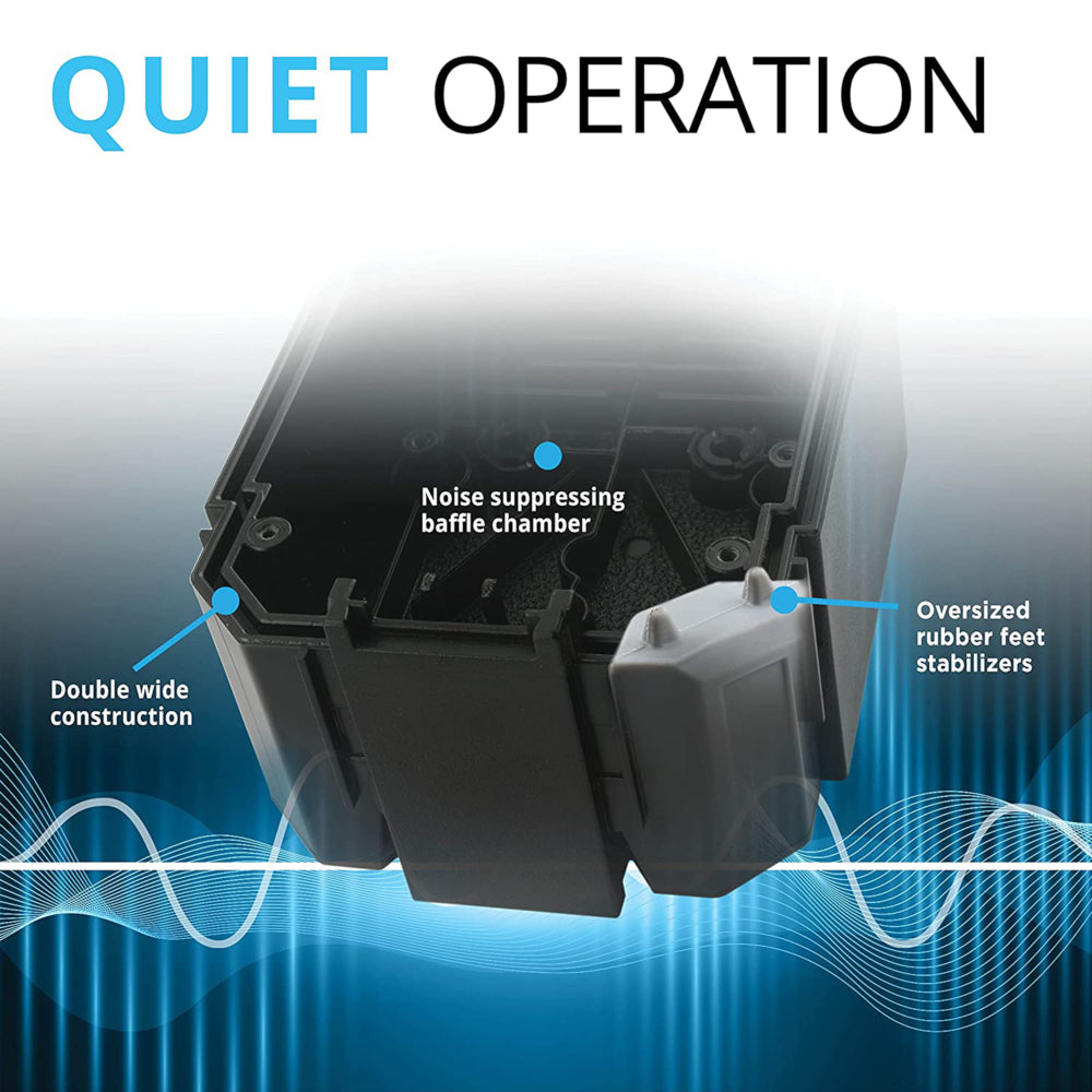 Fluval A202 Dual Outlet Air Pump Adjustable Flow Rate Tanks <300L