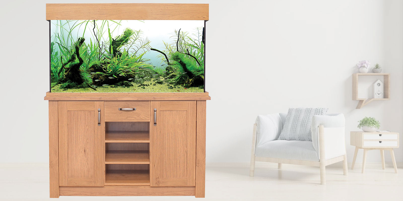 Aqua One Oak Style Aquarium Fish Tank with Cabinet 116cm 230L
