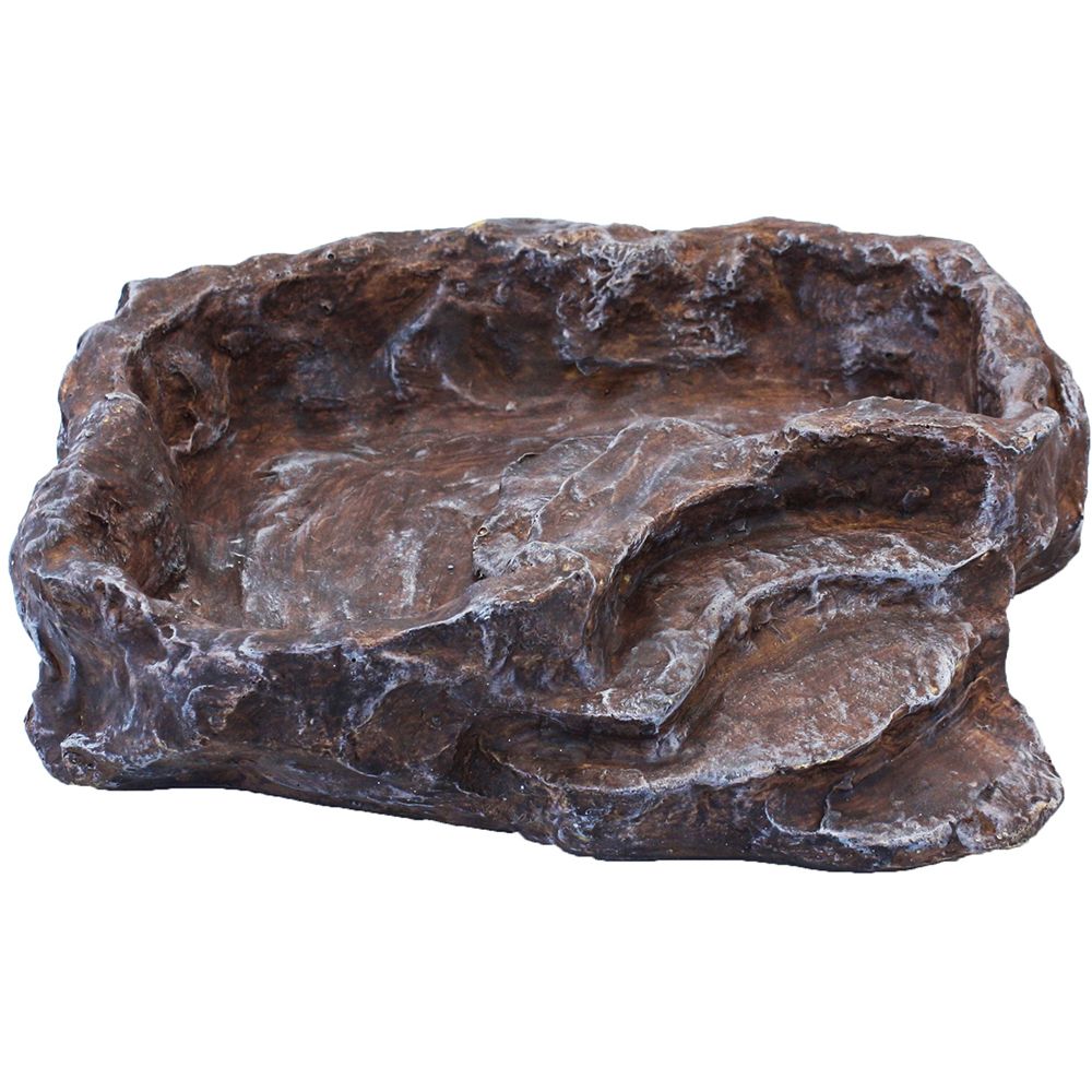 Komodo Reptile Feeding Drinking Terraced Rock Bowl Brown 3 Sizes