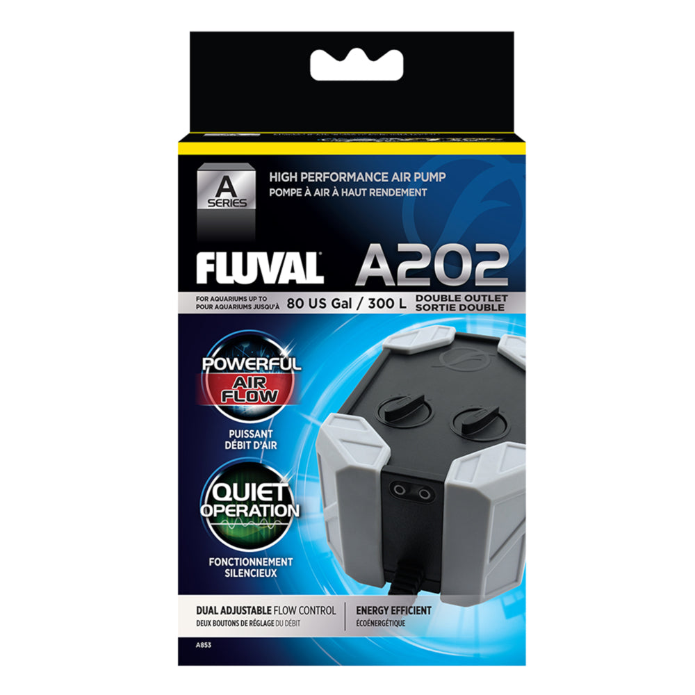 Fluval A202 Dual Outlet Air Pump Adjustable Flow Rate Tanks <300L