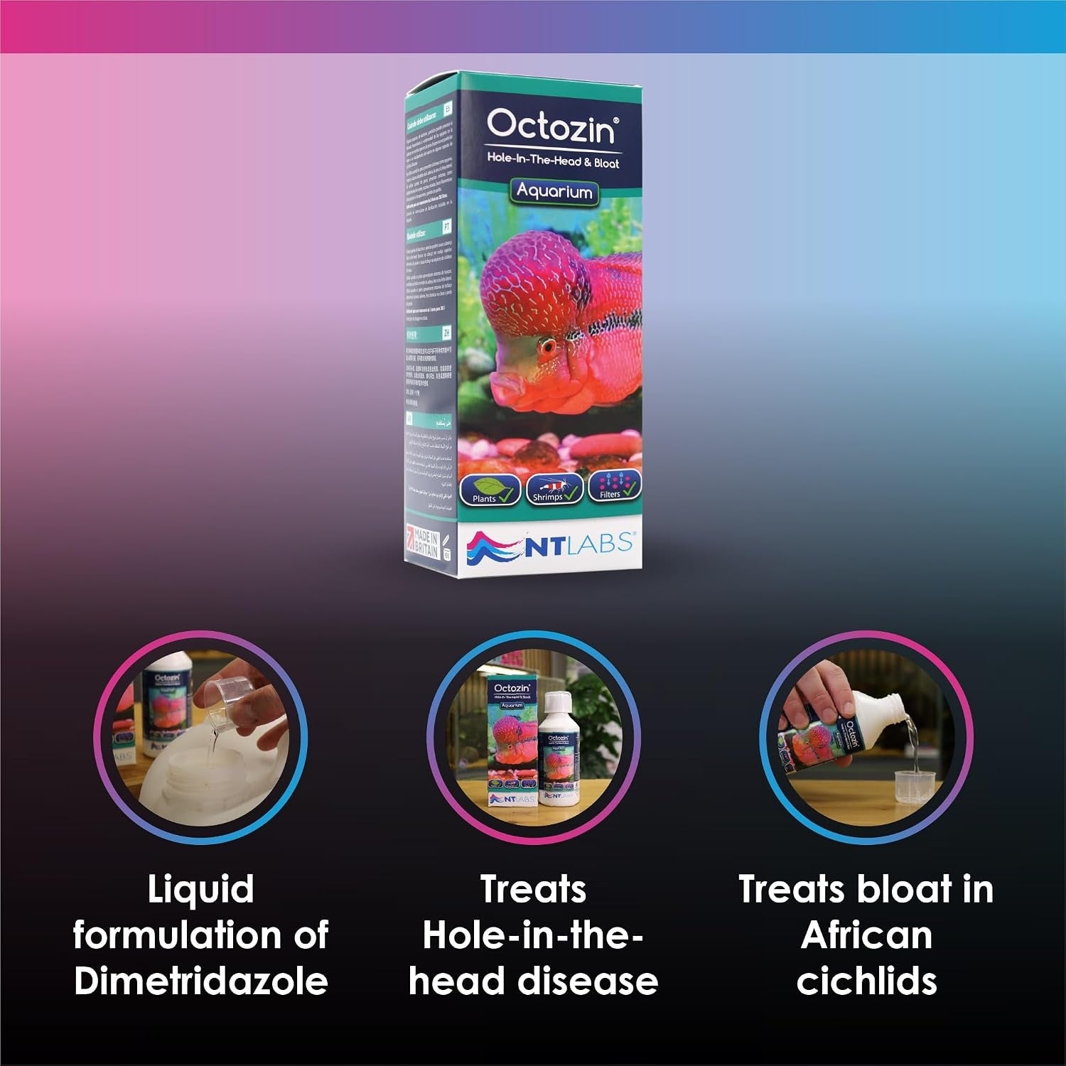 NT Labs Octozin Hole in the Head & Bloat Disease Treatment 250ml