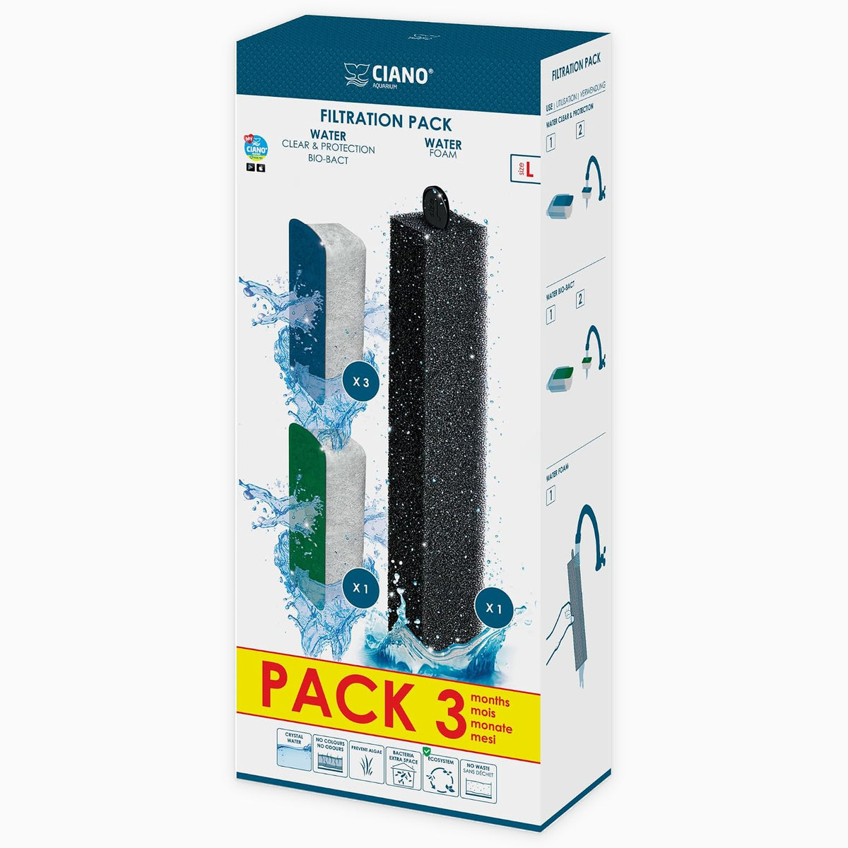 Ciano Filtration Pack Size L - 3 Month Aquarium Filter Media Refill Set