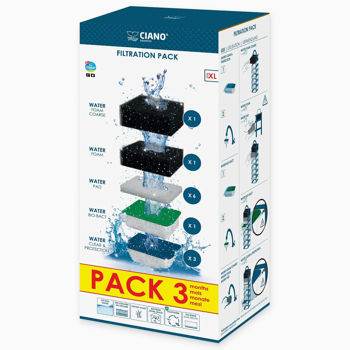 Ciano Filtration Pack Size XL - 3 Month Aquarium Filter Media Refill Set