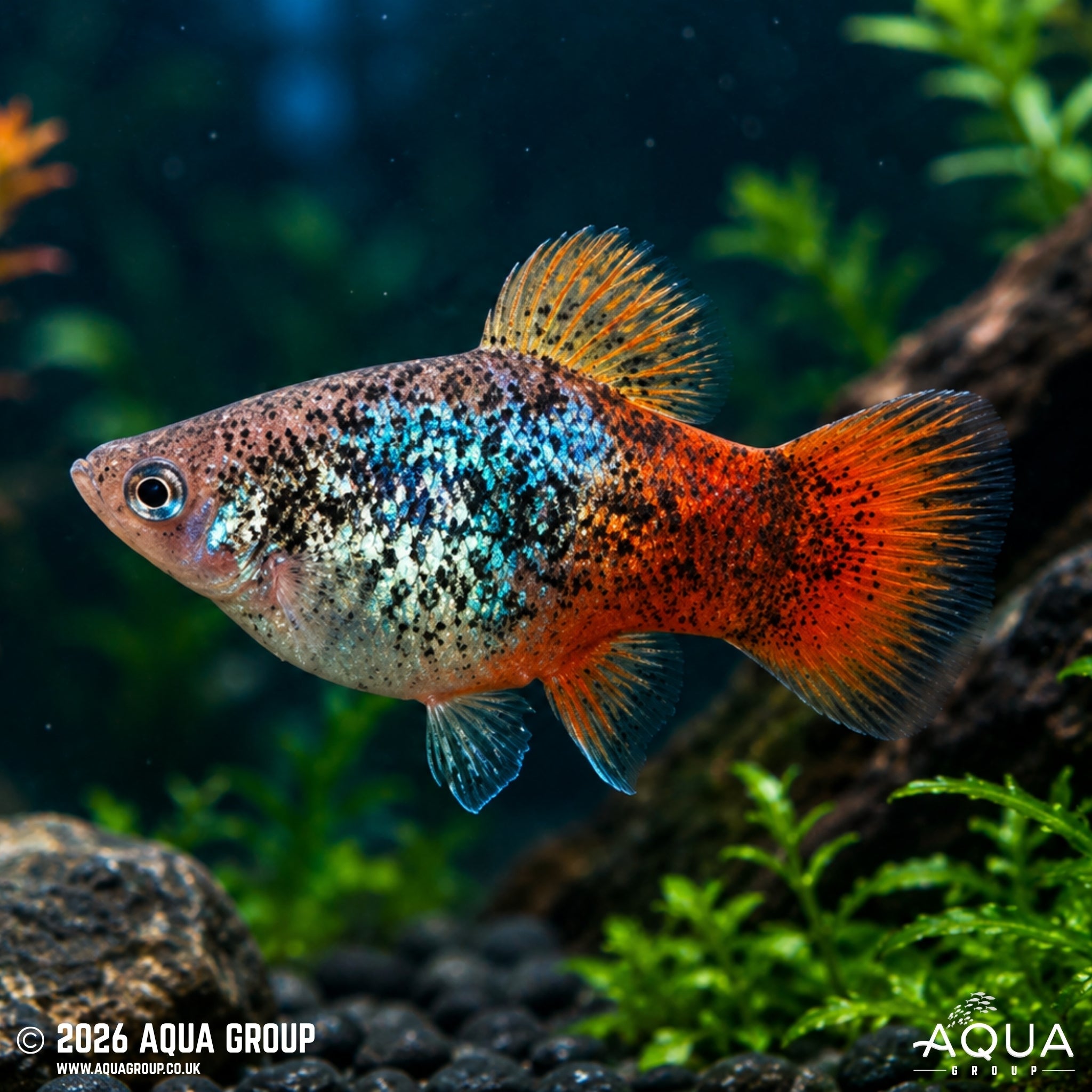 Blue Spotted Redtail Platy (Xiphophorus maculatus)
