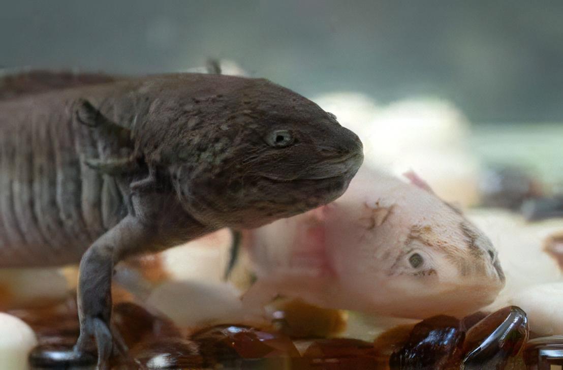 Brown Black Eye Axolotl Ambystoma Mexicanum
