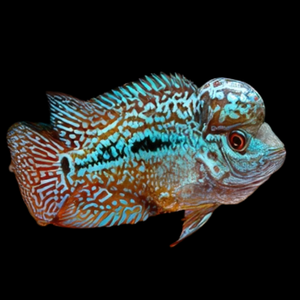 Flowerhorn Cichlid Kamfa Malau Short Body 8cm Sub Adult Male - Real Aquatics