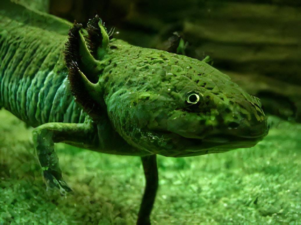 Green Black Eye Axolotl Ambystoma Mexicanum