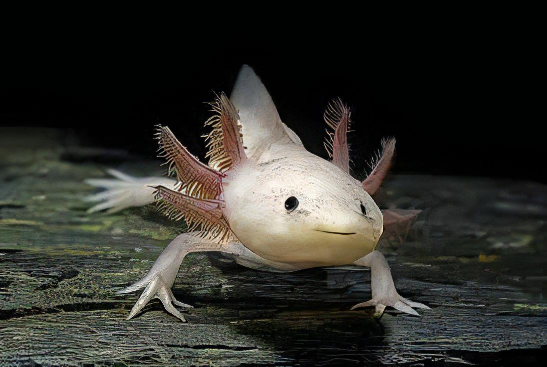 Leucistic White Black Eye Axolotl Ambystoma Mexicanum - Real Aquatics