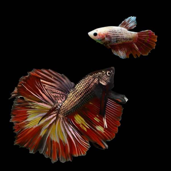 Metallic Half Moon Betta Pair Male & Female Tri Colour 3cm - Real Aquatics