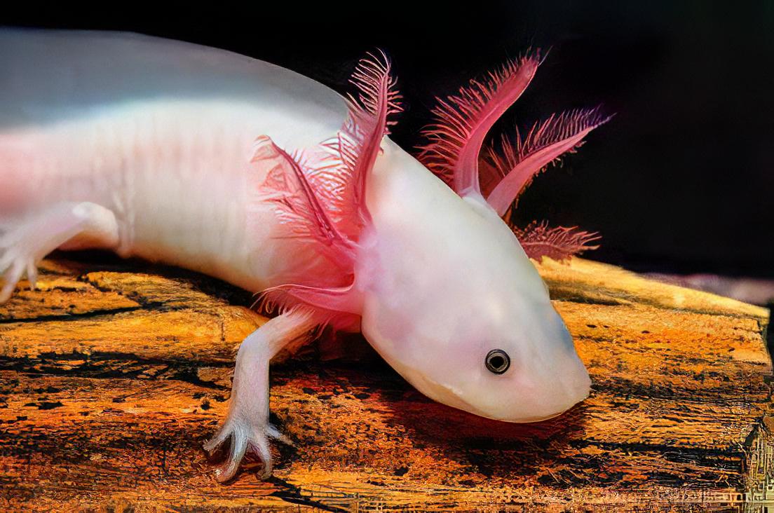 Leucistic Pink Black Eye Axolotl Ambystoma Mexicanum - Real Aquatics