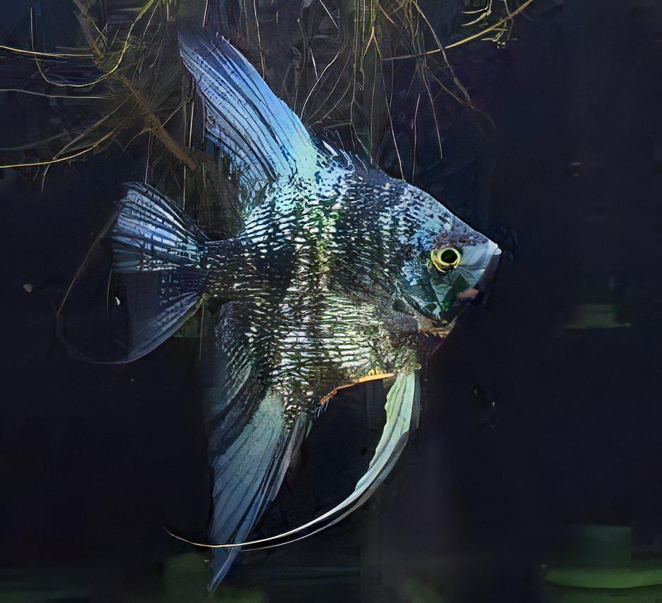 Blue Turquoise Marble Angelfish Pterophyllum Scalare 5cm - Real Aquatics
