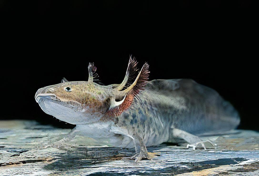 Brown Wild Coloured Black Eye Axolotl Ambystoma Mexicanum