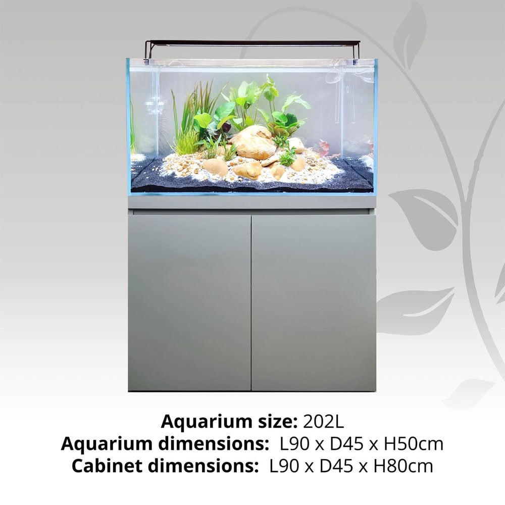 Fluval Visi-White 90 Aquascaping Aquarium & Cabinet Set 202L – Dusty Grey