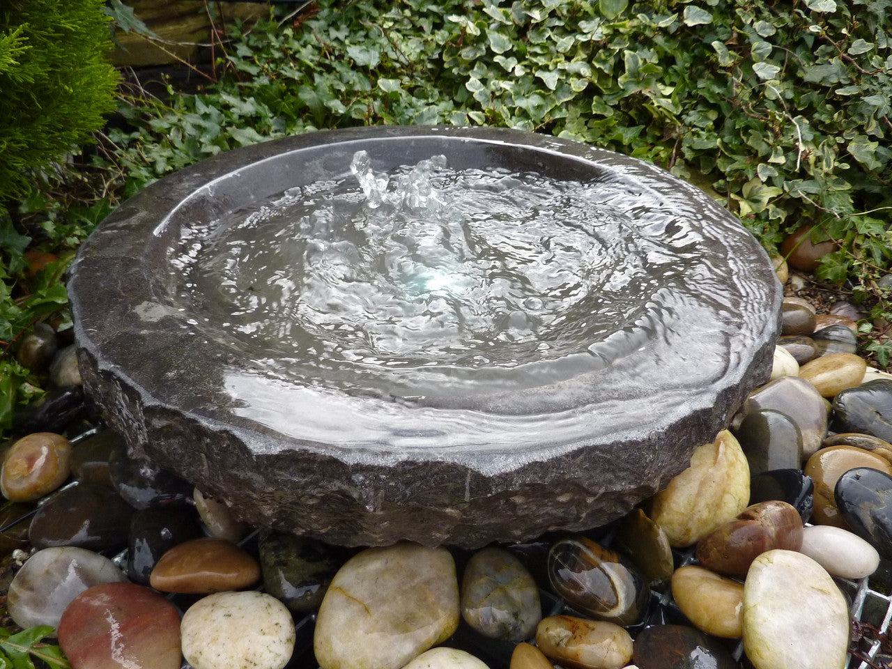 Babbling Bowl Black Limestone Garden Water Feature 50cm