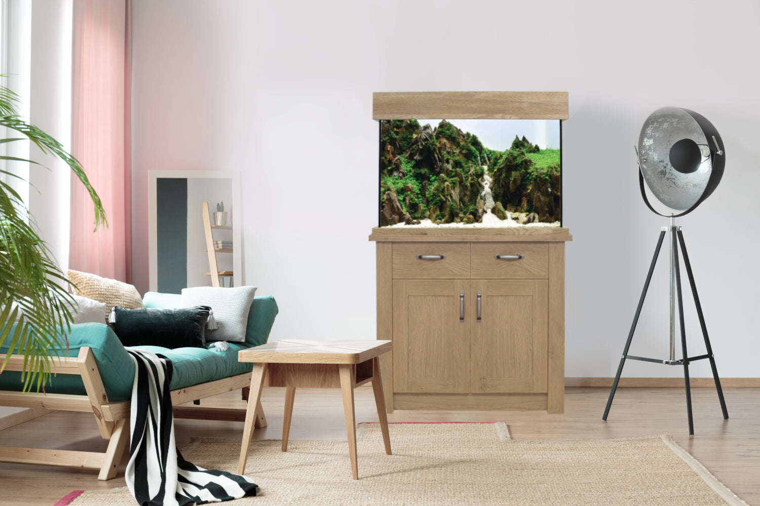 Aqua One Yorkshire Oak Style Aquarium Fish Tank with Cabinet 81cm 145L