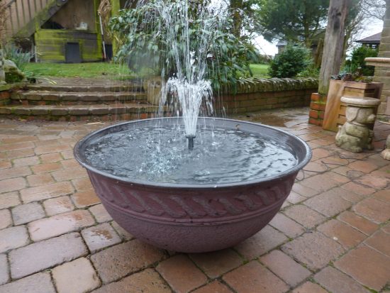 Lotus Bowl Dark Red Patio Pond Fountain Water Feature 80cm White LED's