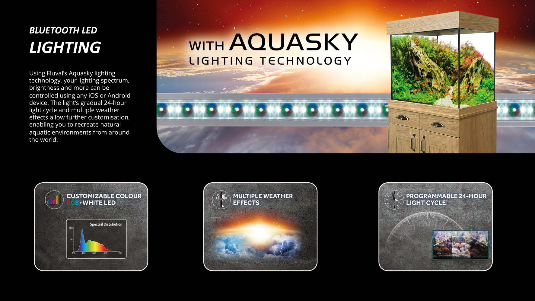 Fluval Shaker 168L Aquarium Fish Tank & Cabinet Hampshire Oak