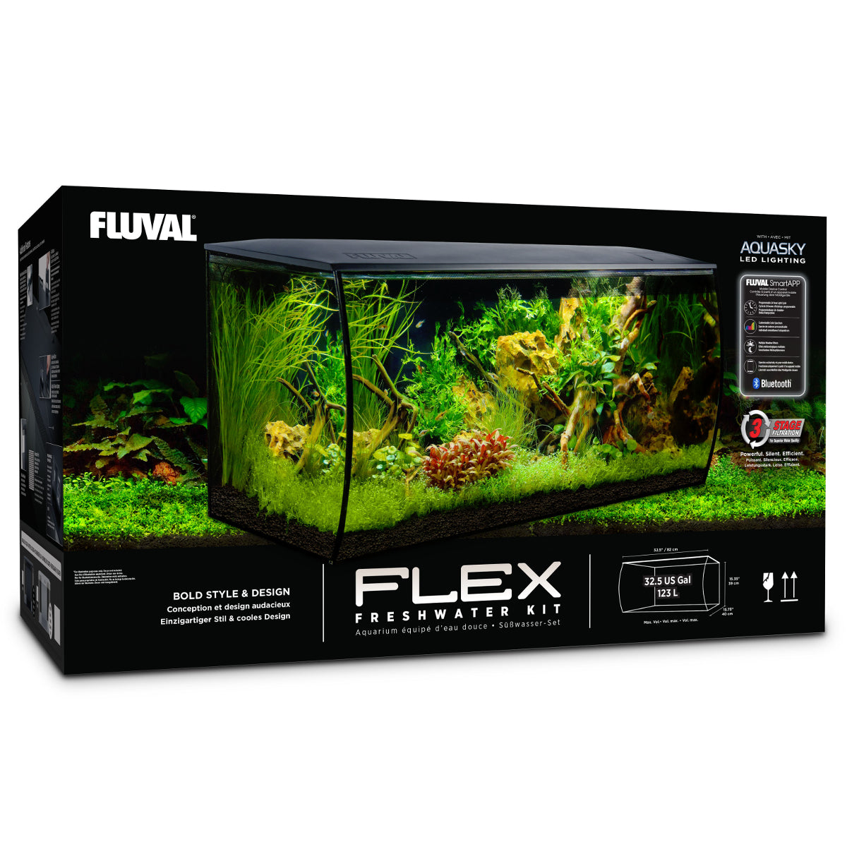 Fluval Flex 123L Aquarium Black with Aquasky LED Lighting