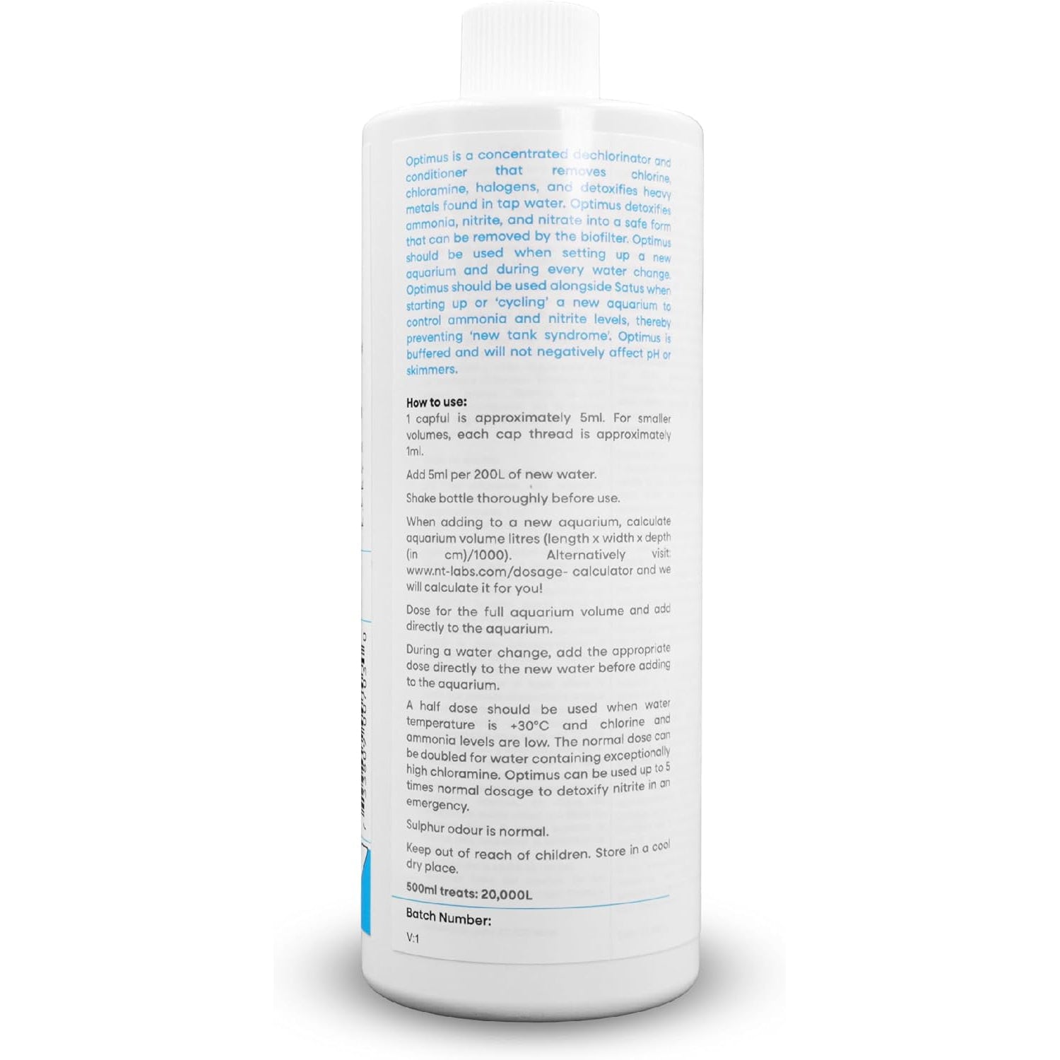 NT Labs Optimus Concentrated Dechlorinator & Conditioner 3 Sizes