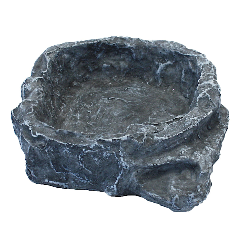 Komodo Reptile Feeding Drinking Terraced Rock Bowl Grey 3 Sizes
