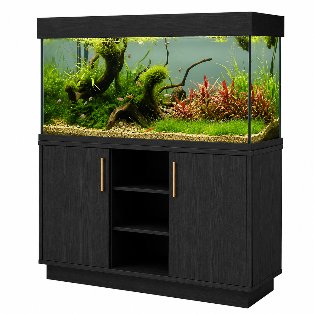Aqua One OakStyle Fish Tank Aquarium & Cabinet Set Black Obsidian Smoked Oak 116cm 230L