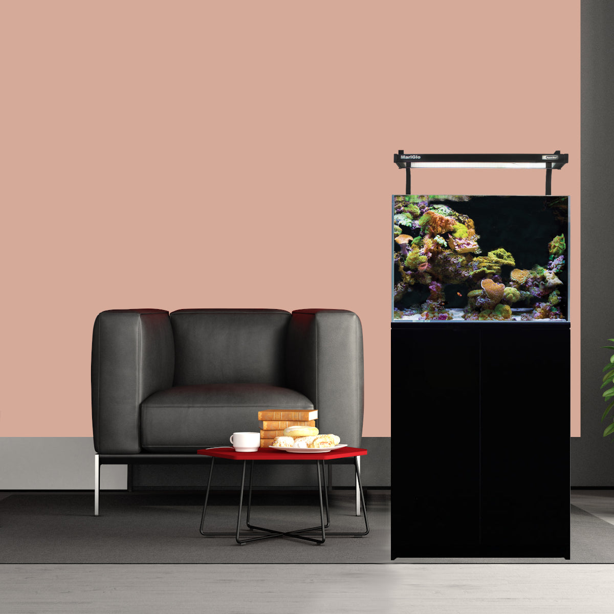 Aqua One MiniReef 120 Aquarium & Cabinet 120L Black & White