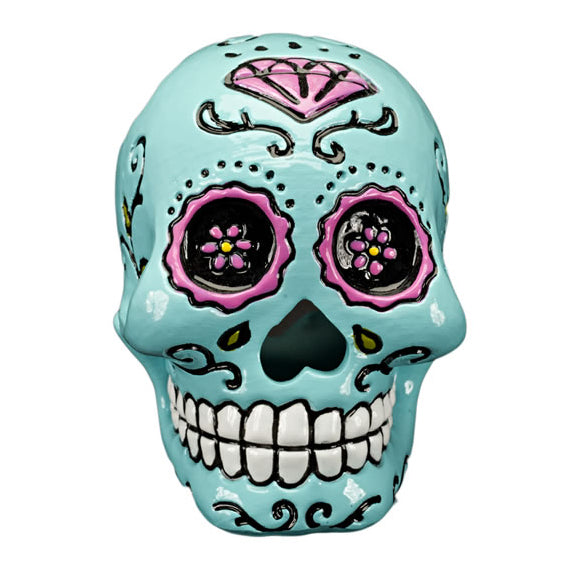 Penn Plax Sugar Skull Aquarium Ornament Blue