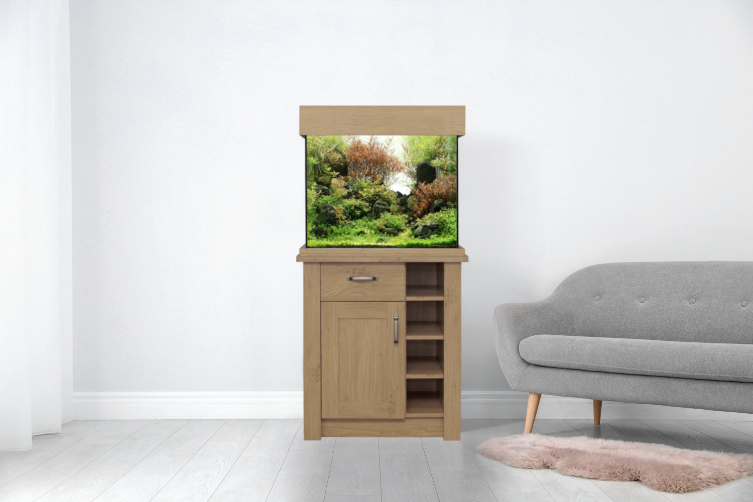 Aqua One Yorkshire Oak Style Aquarium Fish Tank with Cabinet 63cm 110L
