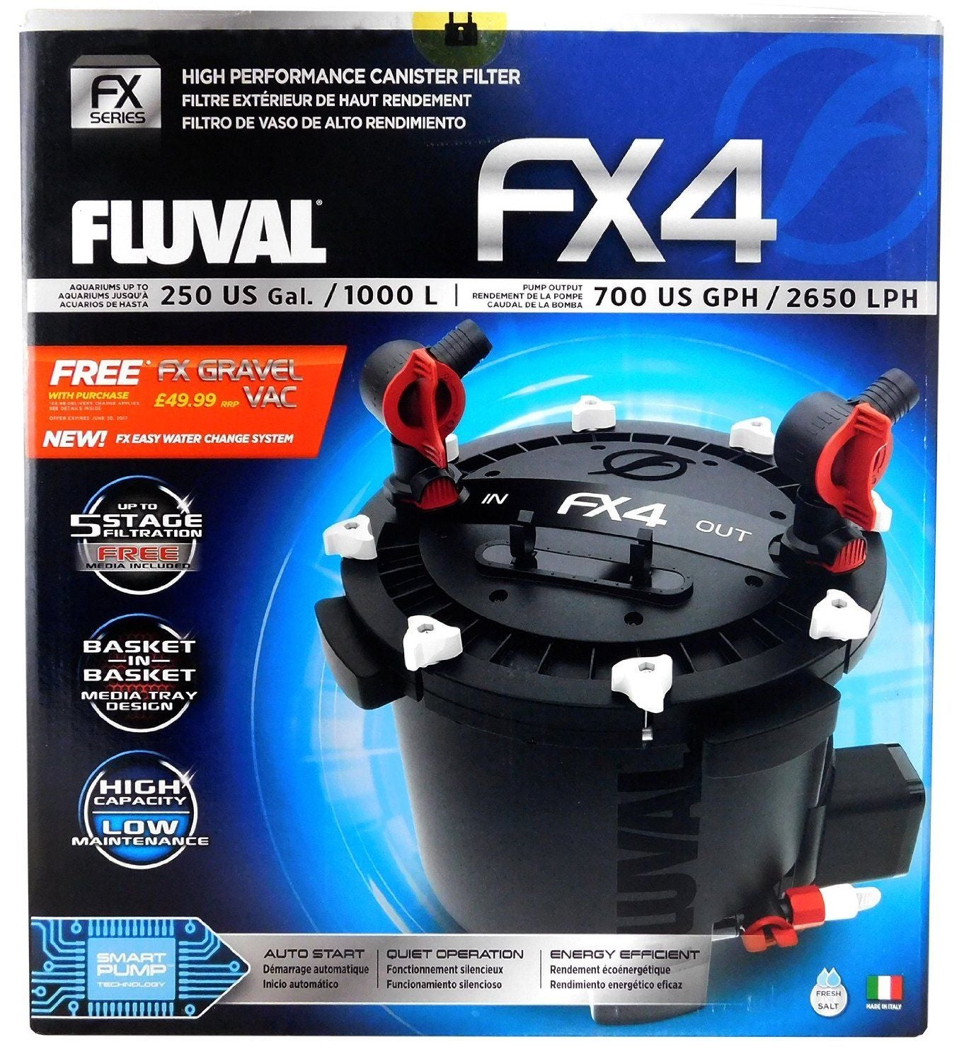 Fluval FX4 Aquarium External Filter 2650L/h for Tanks up to 1000L