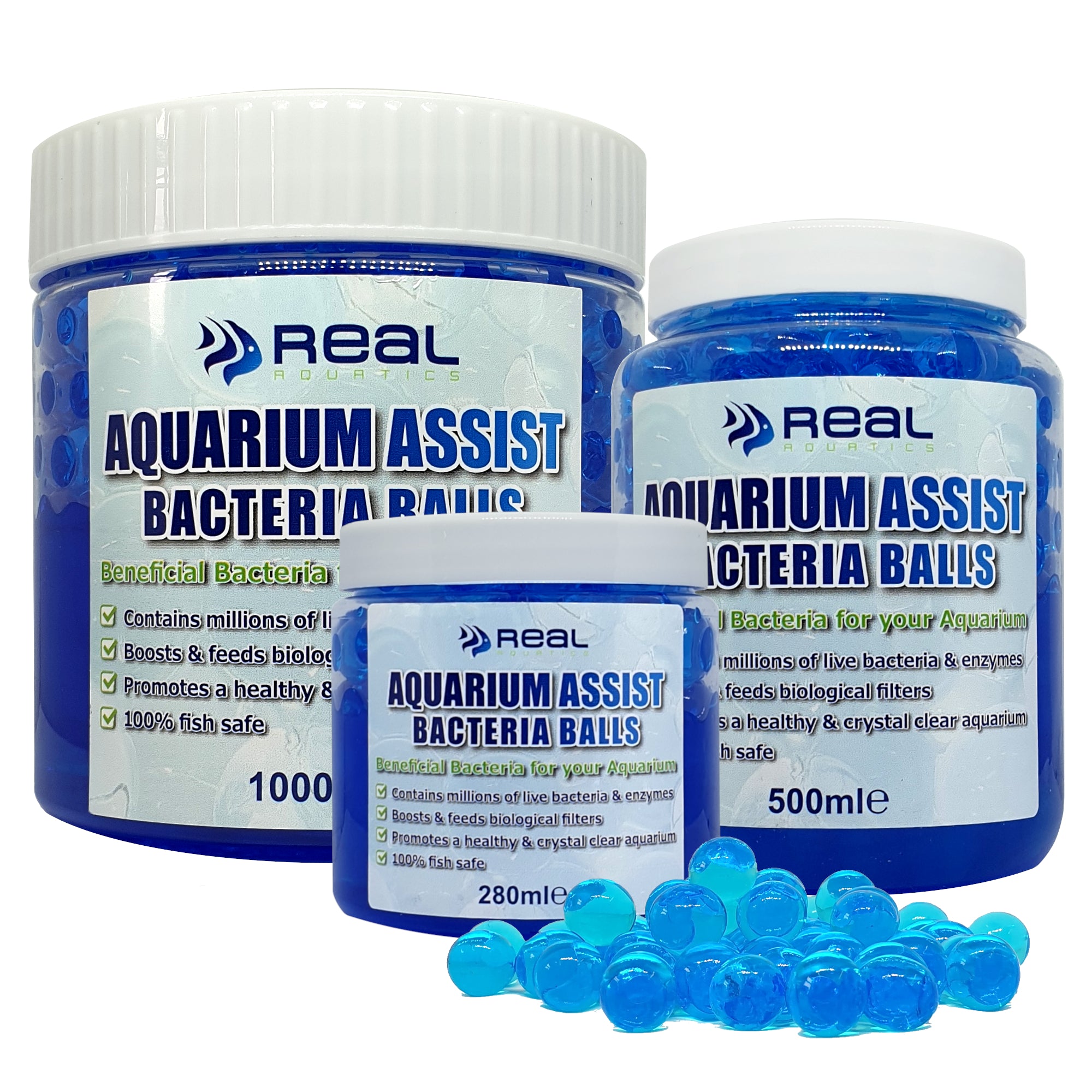 Real Aquatics Aquarium Assist Beneficial Bacteria Balls Sizes