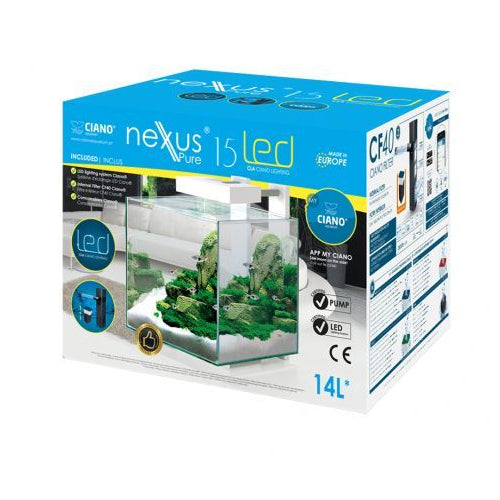 Ciano Shrimp Aquarium Tank NEXUS Pure 15 & Led Lighting 14L