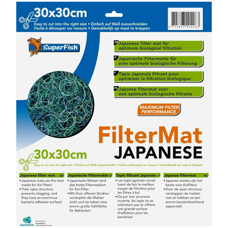 SuperFish FilterMat Japanese Matting Aquarium & Pond Filter Media 30 x 30cm