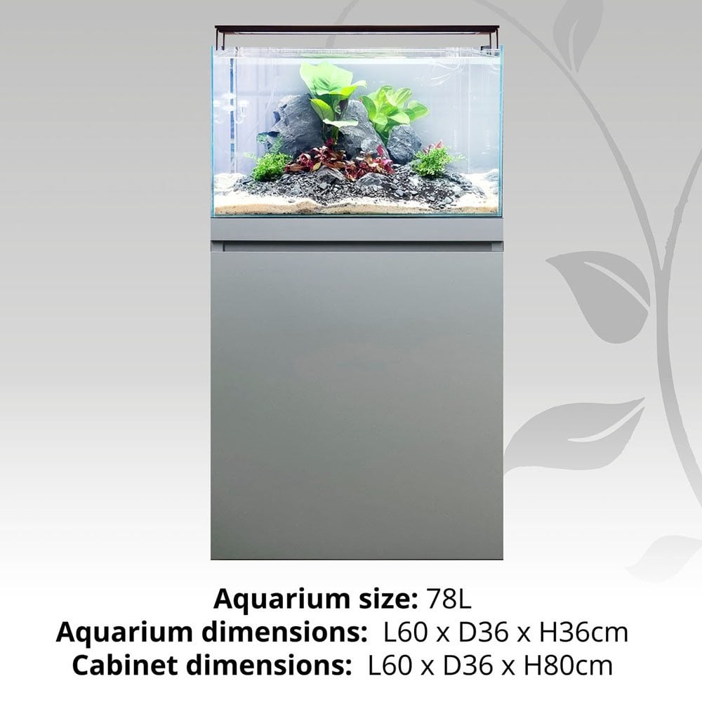Fluval Visi-White 60 Aquascaping Aquarium & Cabinet Set 78L – Dusty Grey