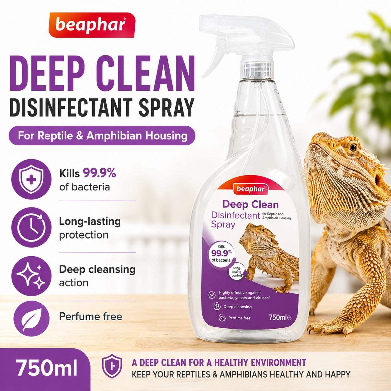 Beaphar Deep Clean Reptile Disinfectant Spray 500ml