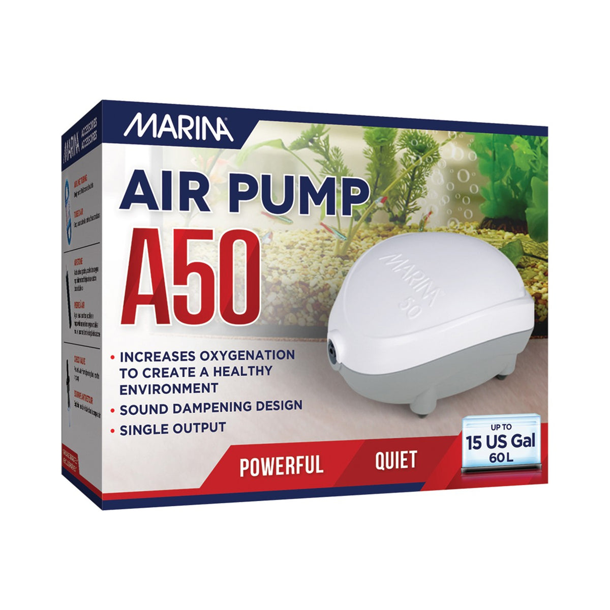Marina A50 Air Pump — Quiet Aquarium Air Pump for Tanks up to 60L