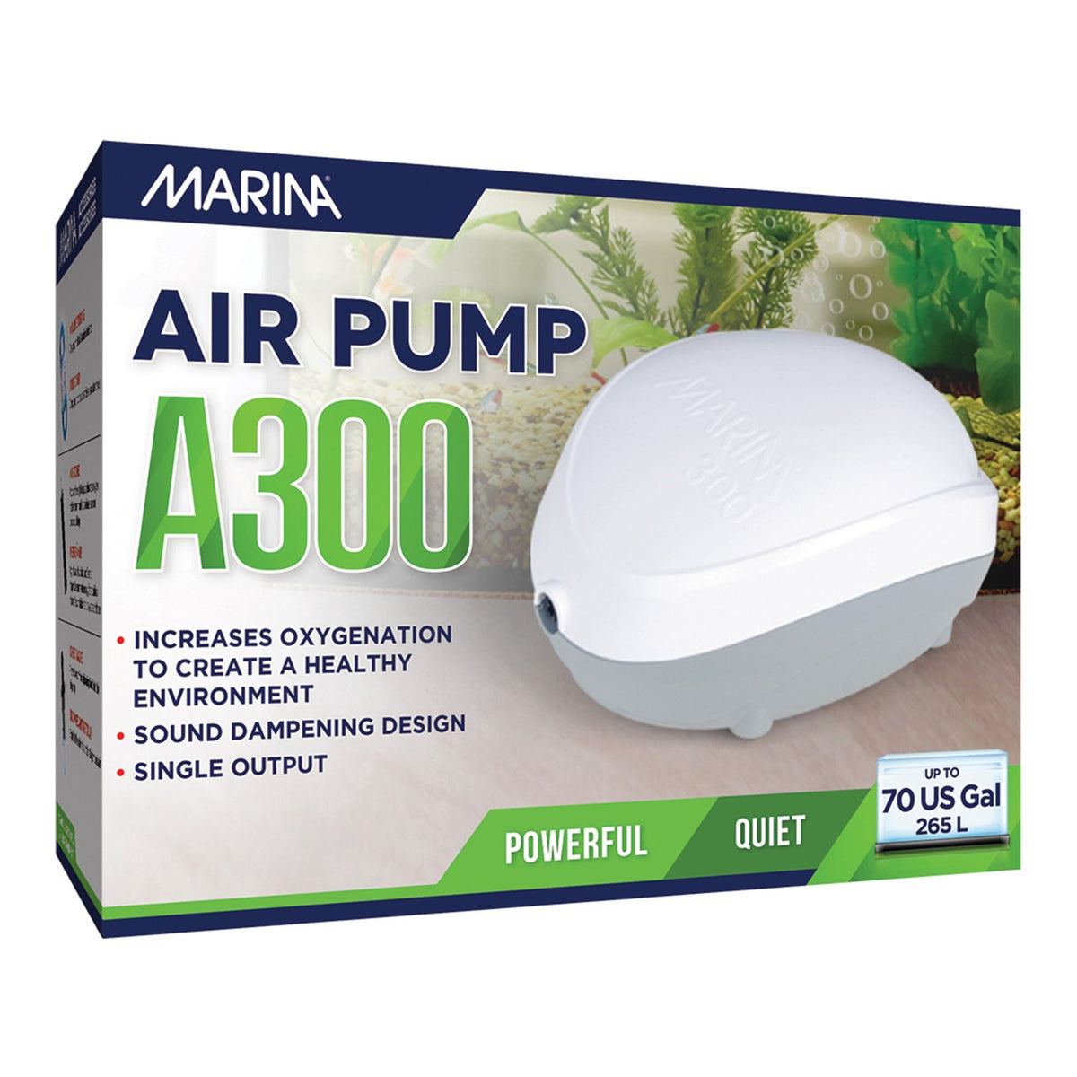Marina A300 Air Pump — Quiet Aquarium Air Pump for Tanks up to 265L