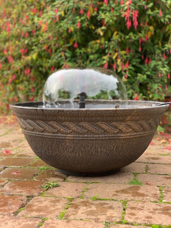 Lotus Bowl Bronze Patio Pond Fountain Water Feature 80cm White LED's