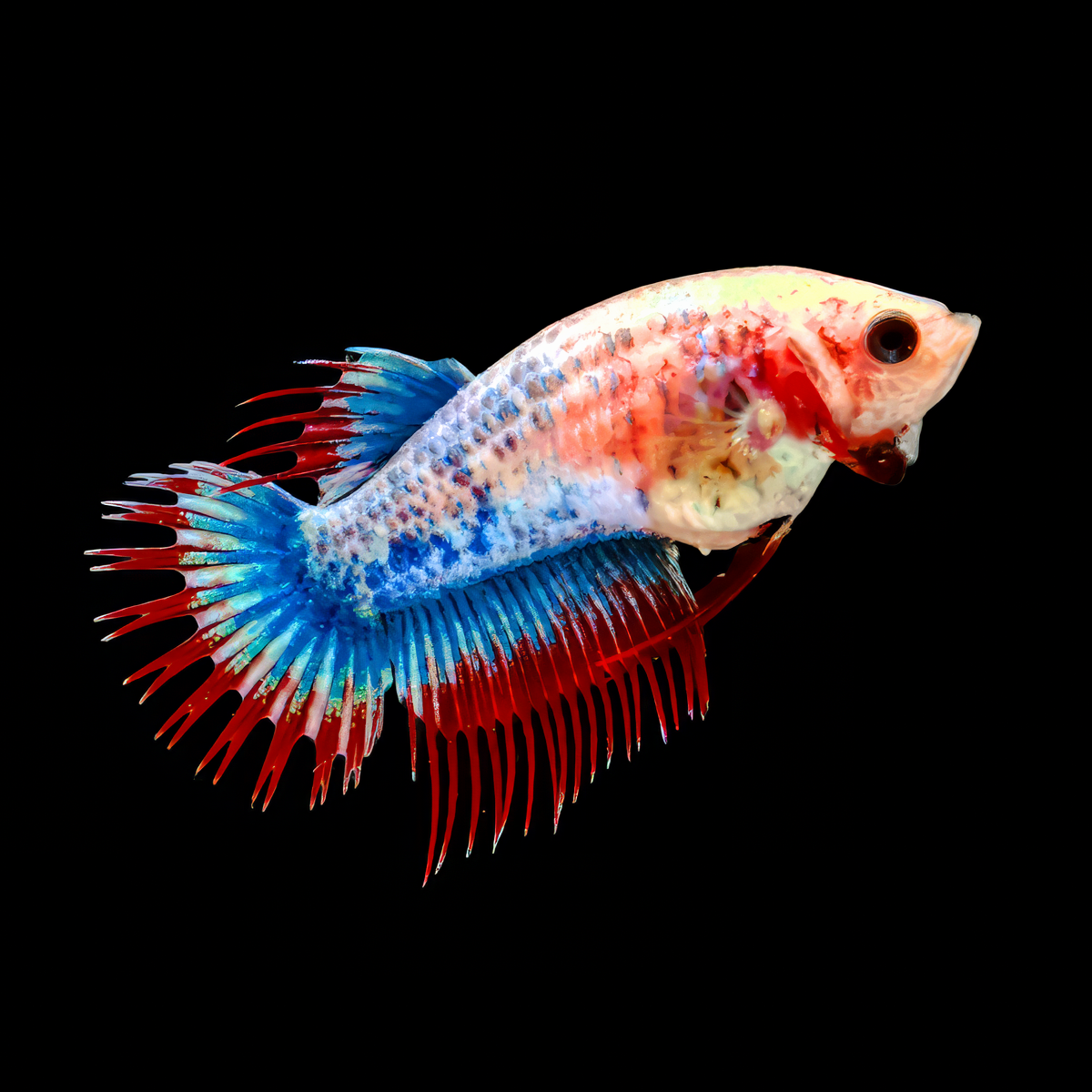 Crown Tail Betta Female Tri Colour 3cm - Real Aquatics