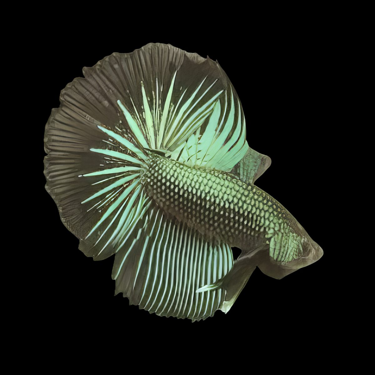 Dragon Scale Half Moon Betta Male Green Base 3cm - Real Aquatics