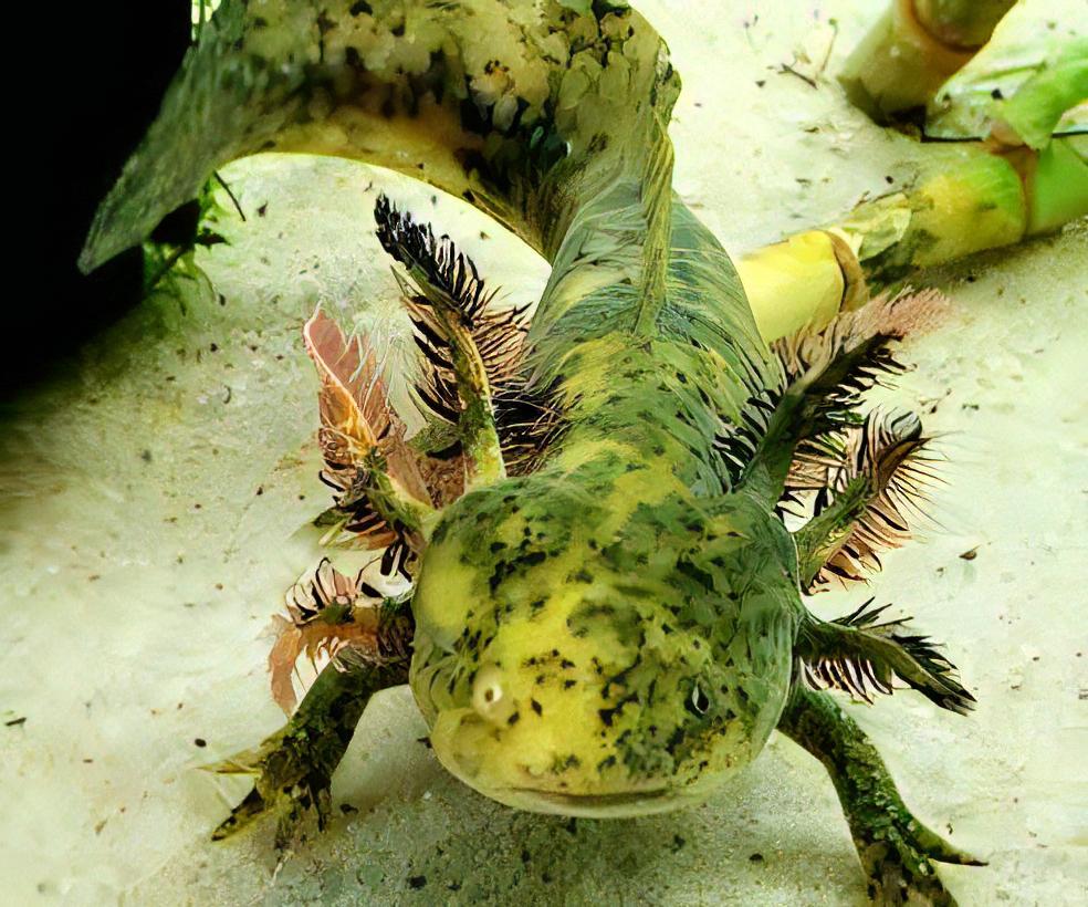 Green Black Eye Axolotl Ambystoma Mexicanum