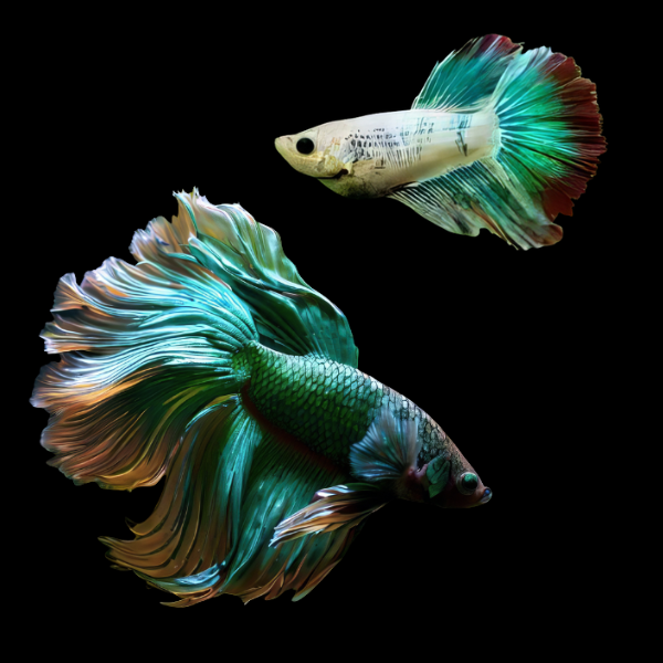 Half Moon Betta Pair Male & Female Green Base 3cm - Real Aquatics
