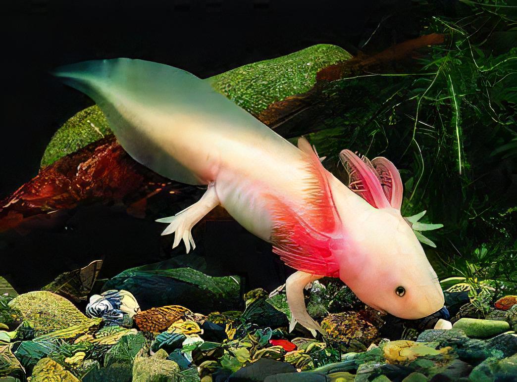 Leucistic White Black Eye Axolotl Ambystoma Mexicanum - Real Aquatics