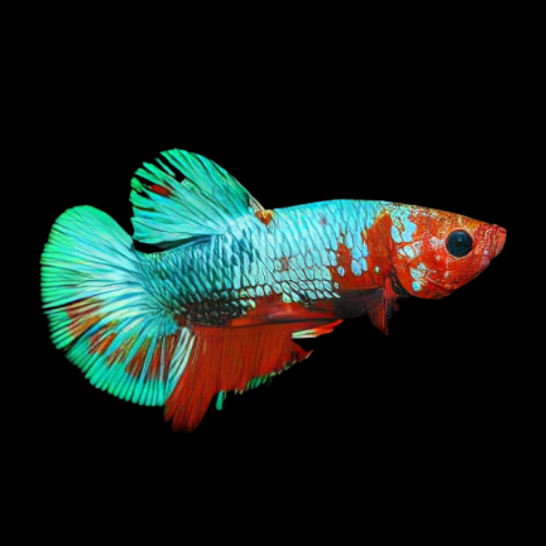 Metallic Half Moon Betta Female Turquoise Base 3cm - Real Aquatics