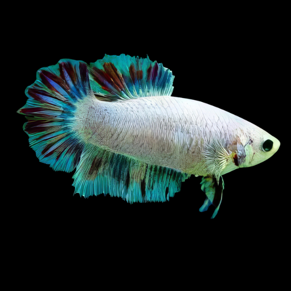 Metallic Half Moon Betta Female White Base 3cm - Real Aquatics