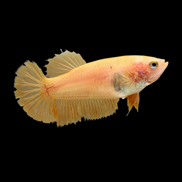 Metallic Half Moon Betta Female Yellow Base 3cm - Real Aquatics