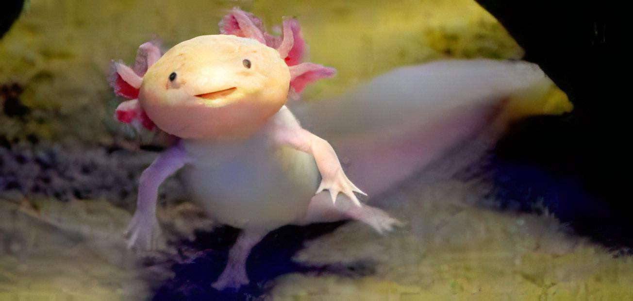Leucistic Pink Black Eye Axolotl Ambystoma Mexicanum - Real Aquatics