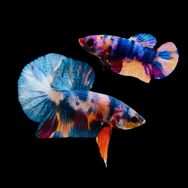 Premium Betta Pair Male & Female Dragon Koi 3cm - Real Aquatics